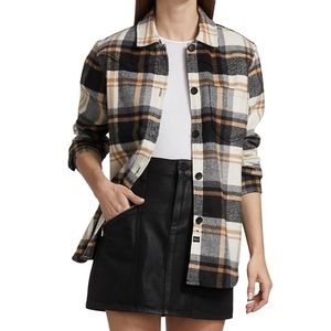 NWT Rails Tripp Plaid Fannel Shacket, Ivory Black Camel, small